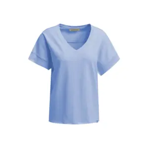 Relaxed Sweatshirt Shortsleeve V-Neck - jeansblue